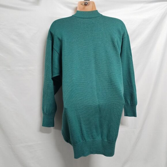 l. Magnin by Ballantyne Button Up Cardigan Sweater Women Size M Green Pure Wool - Picture 10 of 14